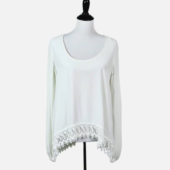 Lovers + Friends Size M Lovers Day Blouse Hi Low Oversize Ivory White - Picture 4 of 12